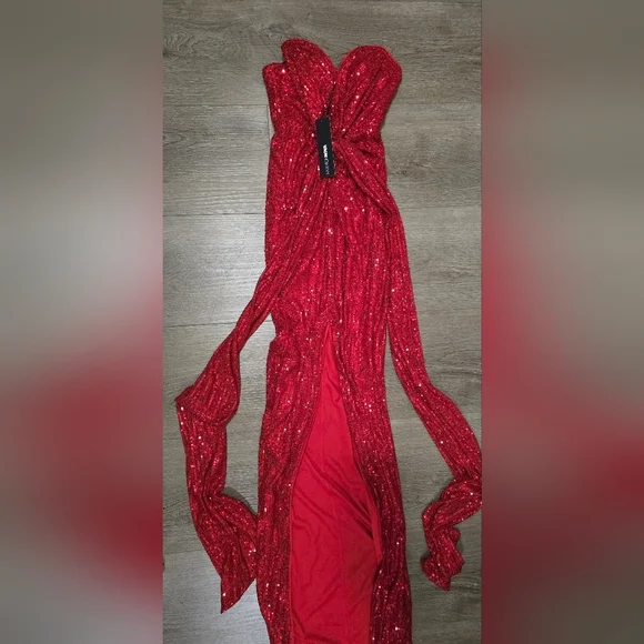 Fashion Nova Red Sequin Prom Dress - Picture 7 of 8